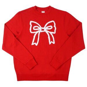 BNWT Embroidered Fluffy Bow Red Holiday Sweatshirt, Size M